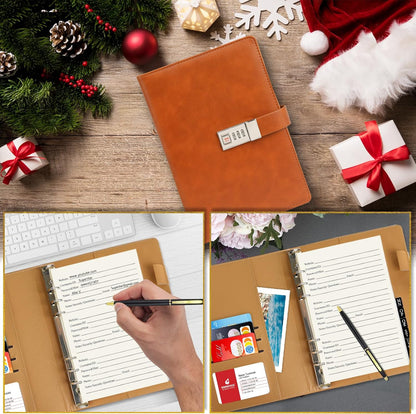 BTSFTOGET Password Book with Alphabetical Tabs & Lock, 302 Pages Leatherette Hardcover Internet Address Keeper Logbook, Refillable Pages, 576 Entries Large Print for Seniors Home Office, A5