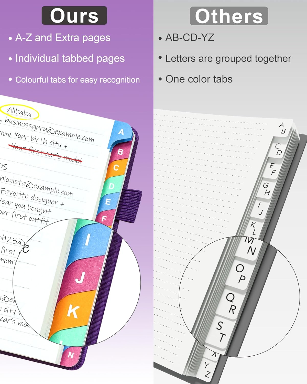 Password Keeper Book with Colorful Alphabetical Tabs, Hardcover Password Log-book for Internet Password and Website Address, 4.1'' x 6.2'' Password Notebook for Home Office (Royal Purple, Small (4.1 x 6.2 Inch))