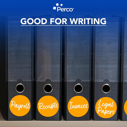 Perco Fluorescent Orange 4-Inch Round Circle Dot Sticker Labels with Easy Peel Perforation - 400 Labels per Roll - Strong Adhesion, Vibrant Colors for Organizing, Crafting & More - Made in USA