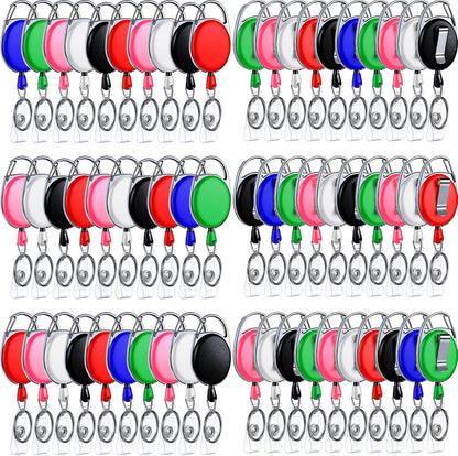 Laumoi 80 Packs Retractable ID Badge Holder Name ID Badge Reel Clips Keychain with Belt Clip and Key Ring for Office Worker Doctor Nurse Employee (Classic Color)