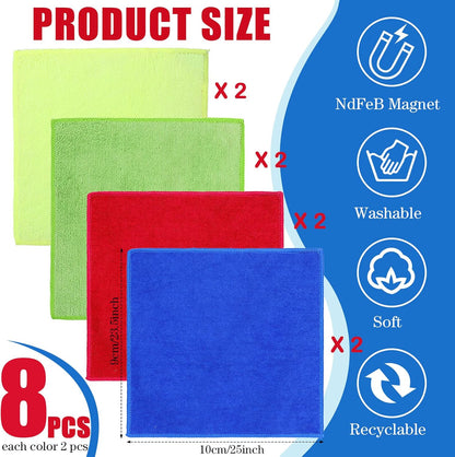 Zopeal 8 Packs Dry Erase Board Cleaning Cloth Microfiber Eraser Magnetic Whiteboard Eraser Washable for Whiteboard Dry Erase Cloth for Home and Office, 10'' x 9. 25''(Multi Colors)