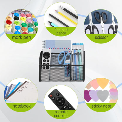 YINGHUA Strong Magnetic Pen Holder for Whiteboard and Refrigerator 3 Compartments Metal Mesh Organizer Space Saving Shelf for Office School Home and Locker - Black