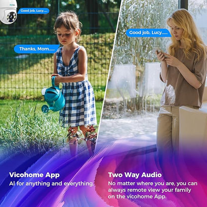 Sovmiku CA3 AI Auto Tracking Mini 2K Security Camera Wireless Outdoor, Two-Way Audio, Easy to Setup, 9.8Ft Power Cable,360° View, Color Night Vision, Audible Flashlight Alarm, 180 Days Exchange Policy