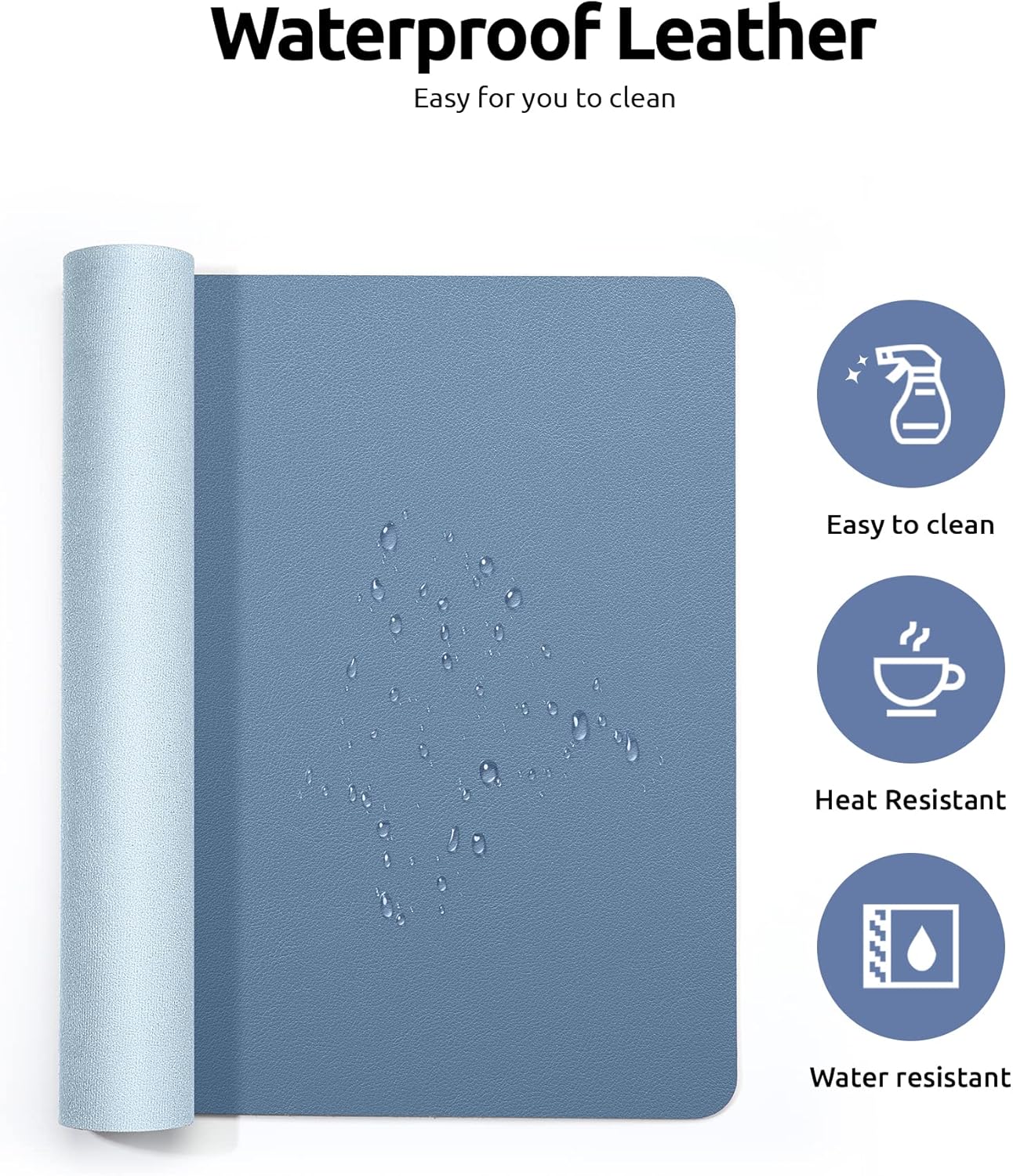 YSAGi Leather Desk Protector, Office Mat, Large Mouse Pad, Non-Slip PU Leather Blotter, Laptop Desk, Waterproof Writing Pad for Office and Home (Blue, 31.5" x 15.8")