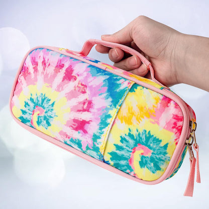 Choco Mocha Tie Dye Pencil Case for Girls, Soft Pencil Case Kids Pencils Pouch for Kindergarten Girls,Colorful