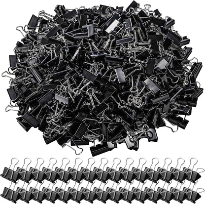 300 Pack Medium Binder Clip, 1-1/4 Inch Metal Black Fold Back Clips, Standard Paperwork Clamp Bulk for School Teacher Student, Business Office Home