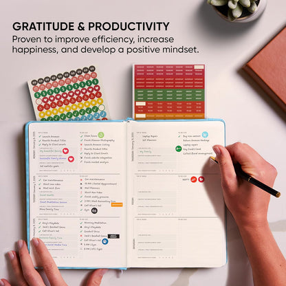 PRODUCTIVITY STORE Pro - Undated, 2025 Planner, 5.8” x 8.3” - The #1 Productivity Planner to Achieve Your 2025 Goals - Planner 2025-2026 - Blue - A5