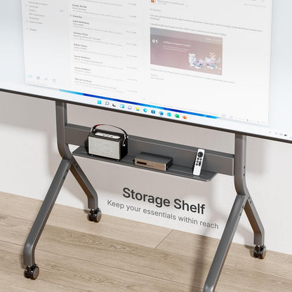 FortiLift Premium Manual Height Adjustable TV Cart for 55–90” Displays – Business-Class Rolling Stand with Crank Lift, VESA 900×600, 198 lbs Capacity, Storage Shelf, Lockable Wheels