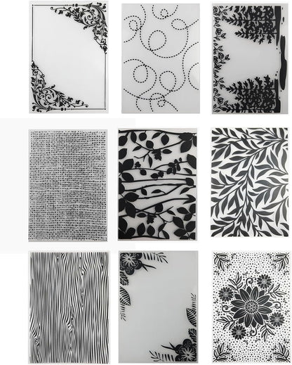 9Pcs Plastic Embossing Folders for Card Making Embossing Machine Template Mold Paper Card Embossing Stencil Flower Leaf Embossing Folder for Scrapbook Photo Album DIY Craft Decoration,4.1 x 5.8inch