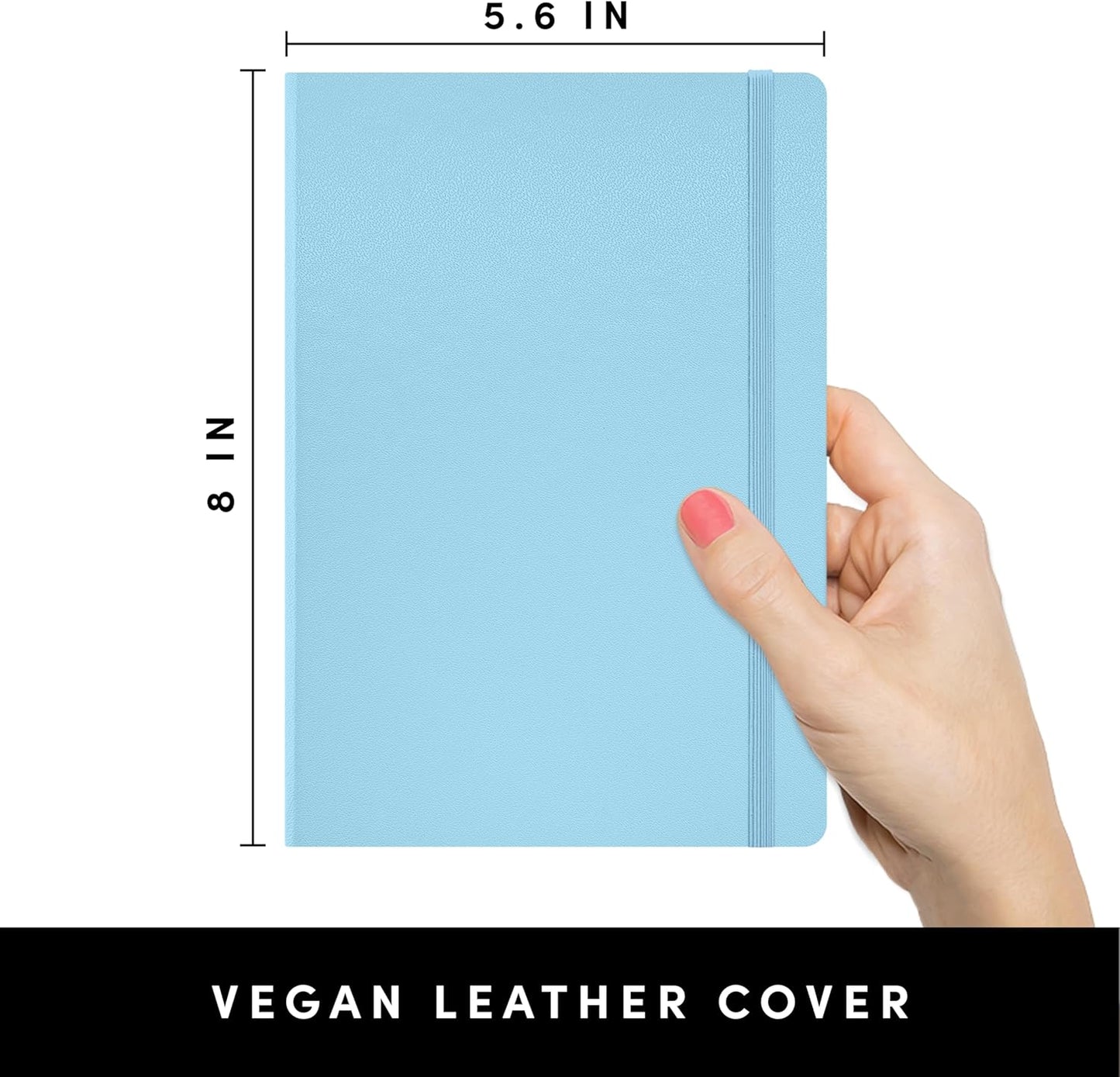 PAPERAGE Lined Journal Notebook, (Light Blue), 160 Pages, Medium 5.6 in x 8 in - 100 GSM Thick Paper – Hardcover Journaling Notebook for Work, School & Note Taking