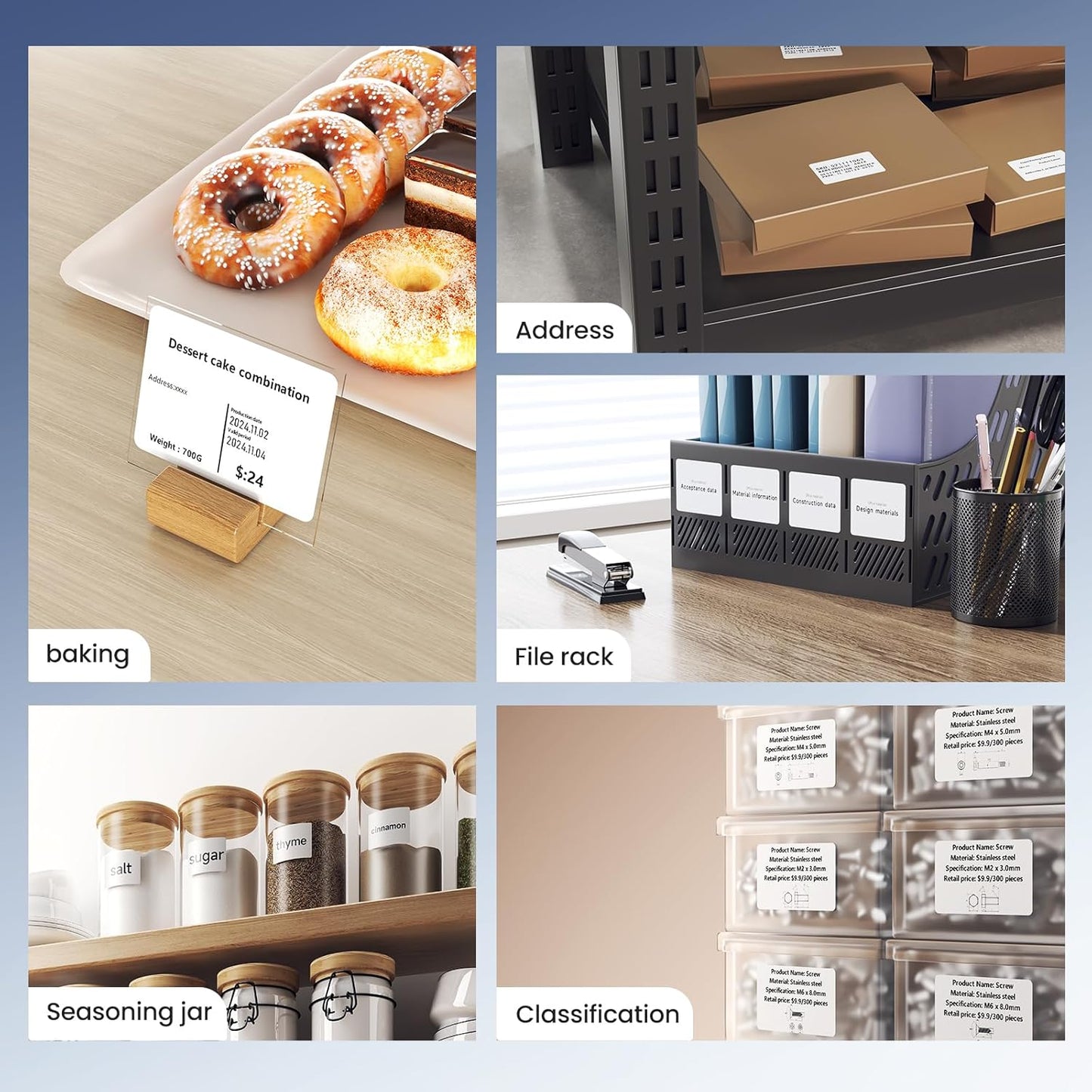 CLABEL Thermal Label Maker Machine: 221B Bluetooth Label Maker Machine with Tape Mini Sticker Printer Barcode Printer Compatible with Smartphone with 3 Roll 40x30mm,50x30mm,50x80mm Label (Black)