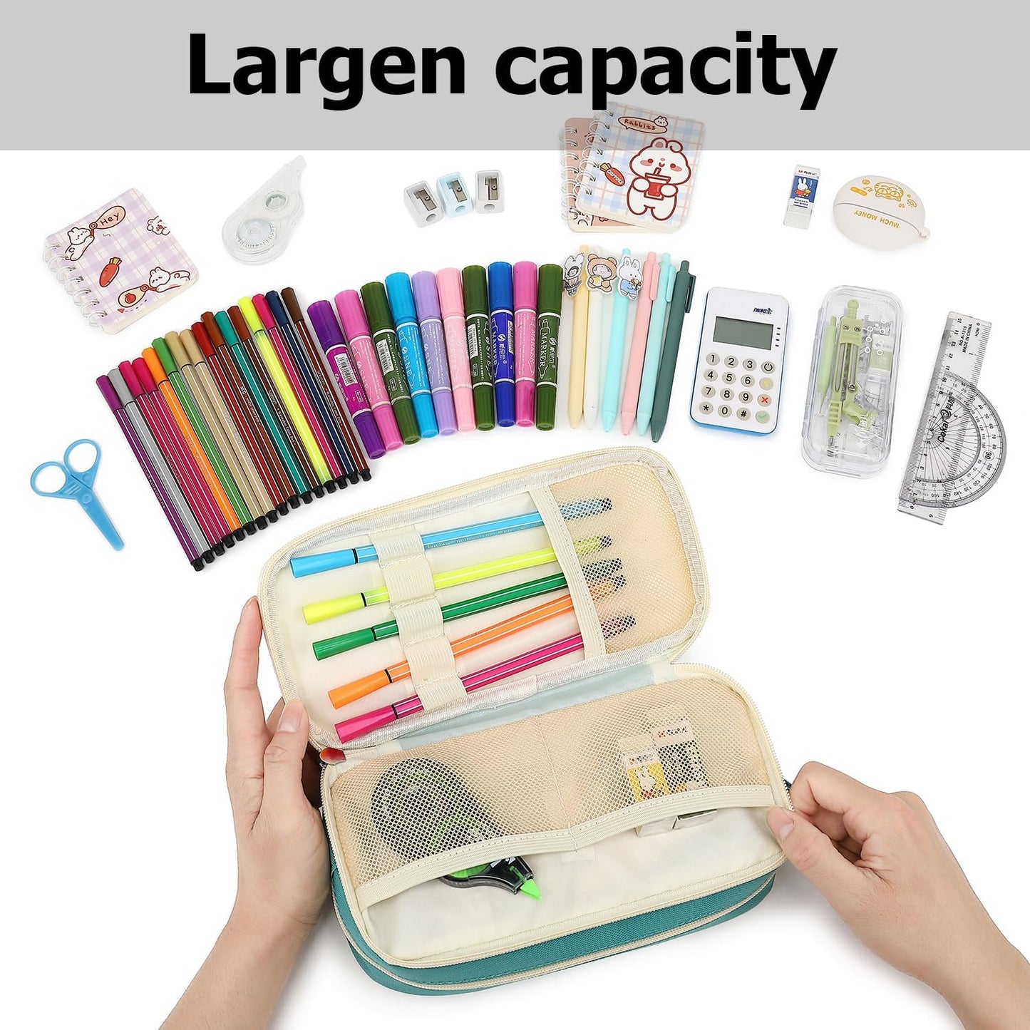 Large Capacity Pencil Case Multi-Slot Pencil Pouch Durable Pencil Box Portable Office Pen Bag with Zipper