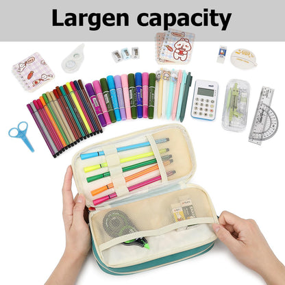 Large Capacity Pencil Case Multi-Slot Pencil Pouch Durable Pencil Box Portable Office Pen Bag with Zipper