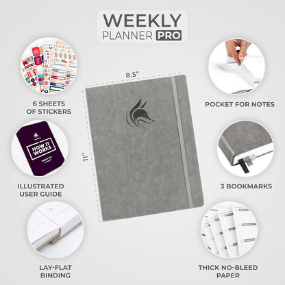 Clever Fox Planner PRO – Weekly & Monthly Life Planner to Increase Productivity, Time Management and Hit Your Goals, 8.5x11″ (Gray)