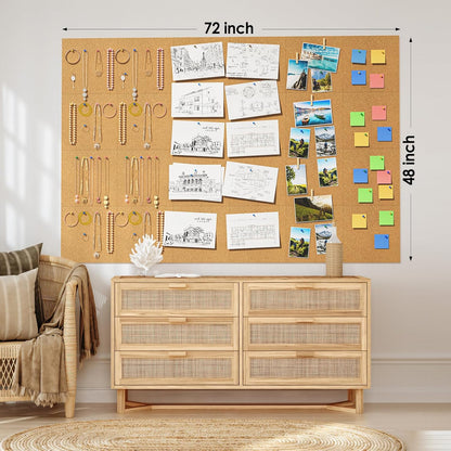 MaxGear 72" x 48" Large Cork Board for Wall, 24 Pack Cork Board Tiles with 40 Pushpins & Safe Removable Adhesive Tabs, 12" x 12" Corkboards for Office, School, Home