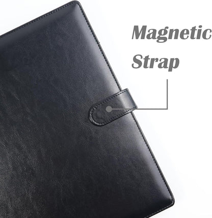 PU Leather Portfolio Binder, Professional Padfolio with Clipboard, Legal Pad Holder for A4 Letter Size Notepad, Resume Portfolio Folder for Business School Office Conference(Black)