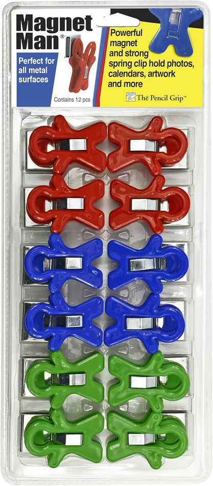The Pencil Grip Magnet Man People Shaped Magnet Clips, Assorted Color, Set of 12, TPG-13212P