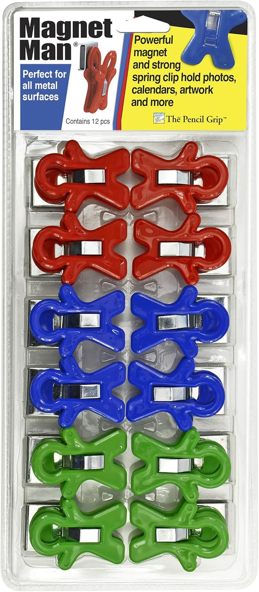 The Pencil Grip Magnet Man People Shaped Magnet Clips, Assorted Color, Set of 12, TPG-13212P