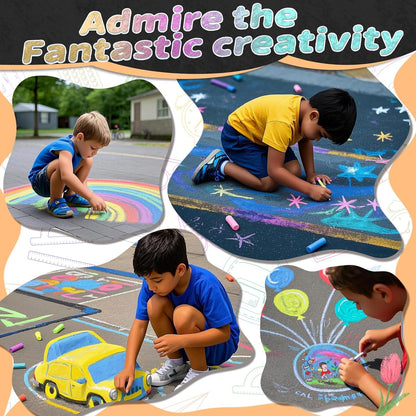 72PCS Washable Sidewalk Chalks Set, 36 Colors Non-Toxic Chalk Paint Bulk for Kids, Oversized Colored Chalk for Painting on Chalkboard, Chalk Pavement and Outdoor Art Play