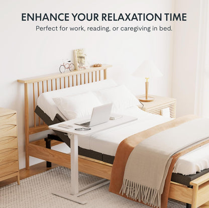 FLEXISPOT Mobile Standing Desk with Wheels Pneumatic Laptop Desk Rolling Computer Cart Movable Height Adjustable Small Sit Stand Desk Computer Workstations Home Use（31.5" W x 17.7" D,White