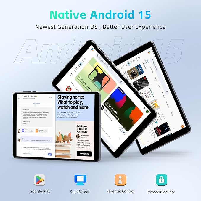 HAOVM M8 Android 15 Tablet 8 inch,8 core CPU,12GB+64GB,2TB Expandable,HD IPS Display,Widevine L1,Wi-Fi 6,BT5.4,5MP+8MP Camera,5100mAh Large Battery,Tablet for Kids,Black