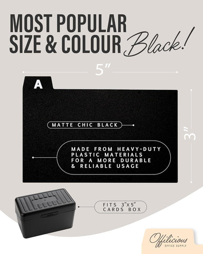 Sturdy Index Card Holder Box 3x5 - Premium Business Card Organizer for Flash Cards, Notecards, Recipes - Recipe Box Case with Plastic Index Cards Dividers & Labels