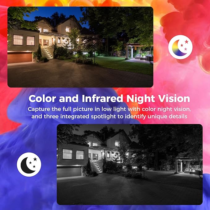 Sovmiku CA3 AI Auto Tracking Mini 2K Security Camera Wireless Outdoor, Two-Way Audio, Easy to Setup, 9.8Ft Power Cable,360° View, Color Night Vision, Audible Flashlight Alarm, 180 Days Exchange Policy