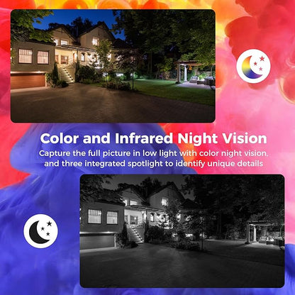 Sovmiku CA3 AI Auto Tracking Mini 2K Security Camera Wireless Outdoor, Two-Way Audio, Easy to Setup, 9.8Ft Power Cable,360° View, Color Night Vision, Audible Flashlight Alarm, 180 Days Exchange Policy