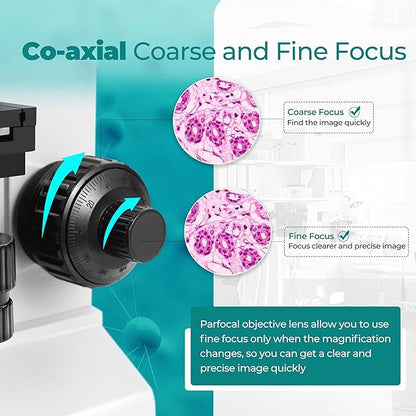 Sinher XSZ-107BN Professional Compound Binocular microscopes 40X-1600X Magnification with Microscope kit for Student Adults Suitable for Laboratory School Home Education.