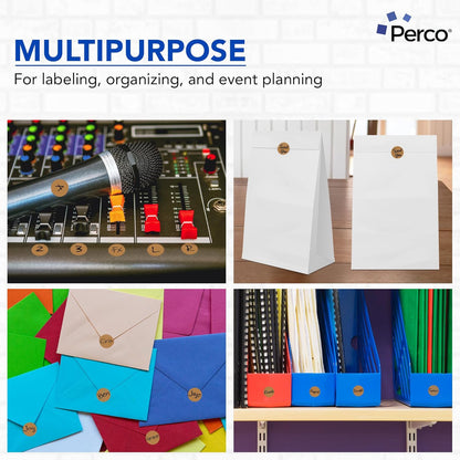 Perco Kraft Brown 1-Inch Round Circle Dot Sticker Labels with Strong and Permanent Adhesive - 1,000 Labels per Roll - Natural, Cardboard-Like Surface - Made in USA