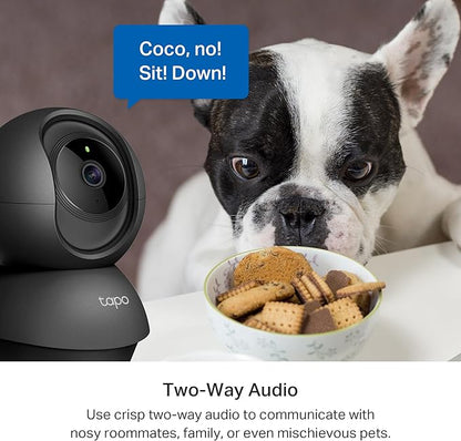 Tapo TP-Link 2K Pan/Tilt Indoor Security Camera for Baby Monitor, Pet Camera, Motion Detection & Tracking, 2-Way Audio, Cloud & SD Card Storage, Works w/Alexa & Google Home, Black, C211(2-Pack)