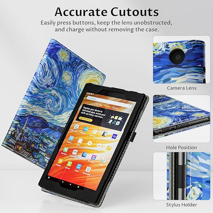 VORI Case for All-New Amazon Kindle Fire HD 10 Tablet (13th/11th Generation 2023/2021 Release) and Fire HD 10 Plus - Slim Folding Stand Folio Cover with Auto Wake/Sleep & Hand Strap, Starry Night