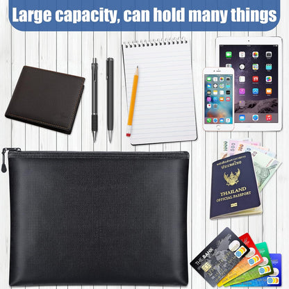 Epakh 6 Pack Fireproof Document Bags 13.4 x 9.4 Inch Waterproof and Fireproof Money Bag Document Holder with Zipper Fireproof Safe Storage Bag for A4 Documents, Money, Passport and Tablet