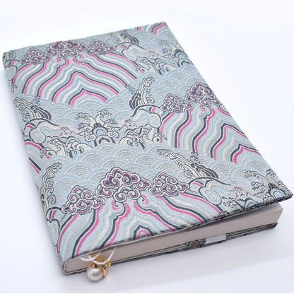 BLBMH A5 Book Covers with Bookmarks Adjustable Fabric Paperbacks Book Cover for Privacy Hardcover Softcover Novels Notebook Protector Fit for 5.5x8.3 inch - Chinese Grey