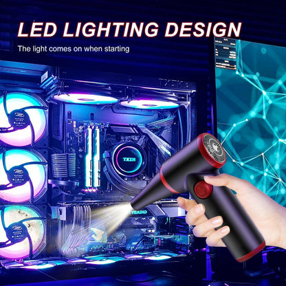 ATEngeus Compressed Air Duster, Stepless Speed Electric Air Duster, 100500RPM Cordless Air Duster with LED Light, Rechargeable Air Blower Replaces Canned Air, Keyboard Cleaner for Laptop, PC