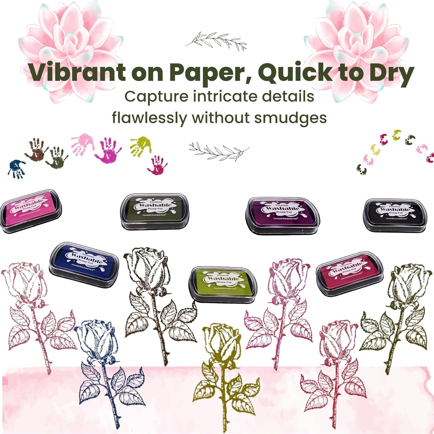 Washable Ink Pad, Best Stamp Pads for Kids, Kids Crafts, Paw Print Kit, Baby Footprint Kit, Stamp Pads on Scrapbooking, Fingerprint Ink Pad, Easy to Wash Off Skin| Large | Safe Non-Toxic(Beet Red)