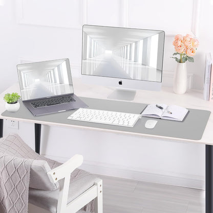 Desk Mat,35.4" x 17" Leather Desk mat,Double-Sided Desk Pad,Desk matt for Desktop,Large Mouse Pad,Office Desk mat,Waterproof Desk Blotter pad for Office&Home(Light Grey+Cork)