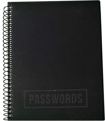 RE-FOCUS THE CREATIVE OFFICE, Password Book Keeper, Black, Small, Mini, Alphabetical Tabs, Spiral Bound, Removable Sheets, Journal Organizer, Includes, Website, Address, Username, Password