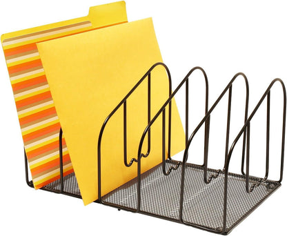 Deco Brothers File Sorter Organizer for Desk, 5 Sections, Black