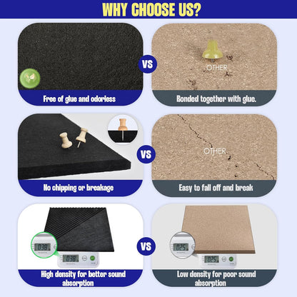 Large Cork Board for Walls 48"x 36", 12 Pack Felt Wall Tiles with Safe Removable Adhesive Tabs, Cork Board for Office,Pinboard Bulletin Board - Black