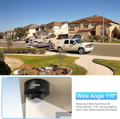 5MP IP PoE Camera, Outdoor Vandal-Proof IK10 Security Dome Camera, Built-in Mic, 2.8mm Lens Wide Angle 110°, Night Vision 100ft, Human&Vehicle Detection, No PT Supported, IND5GR54A-B (Black)