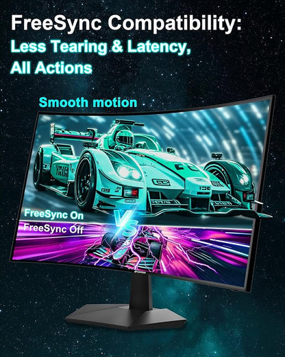 SANSUI 27 Inch Curved 160Hz Gaming Monitor, 1500R Curved Computer Gaming Monitor FHD 1080P, 4000:1, 110% sRGB, FPS/RTS, 1Ms MPRT|FreeSync|HDR|Low Blue Light|HDMI DP| VESA Support, HDMI Cable Incl.