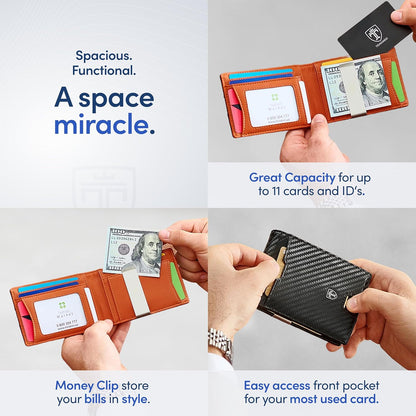 TRAVANDO Mens Wallet with Money Clip AUSTIN RFID Blocking Bifold Credit Card Holder for Men with Gift Box