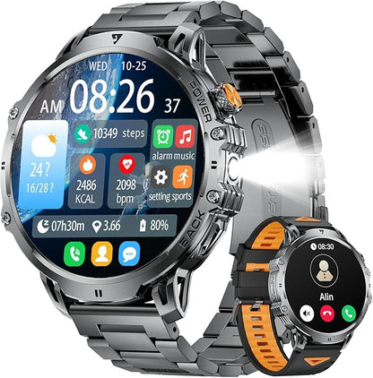 LIGE Smart Watch for Men Answer/Make Call for Android iOS, 1000mAh Battery/Flashlight, 1.85'' HD Military Smartwatch with 100+ Sports Modes, Heart Rate Sleep Monitor, IP68 Waterproof Fitness Tracker