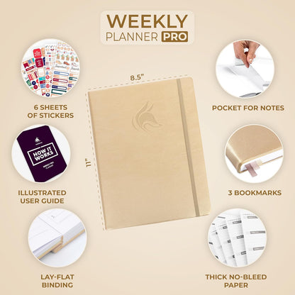 Clever Fox Planner PRO – Weekly & Monthly Life Planner to Increase Productivity, Time Management and Hit Your Goals, 8.5x11″ (Pearl)