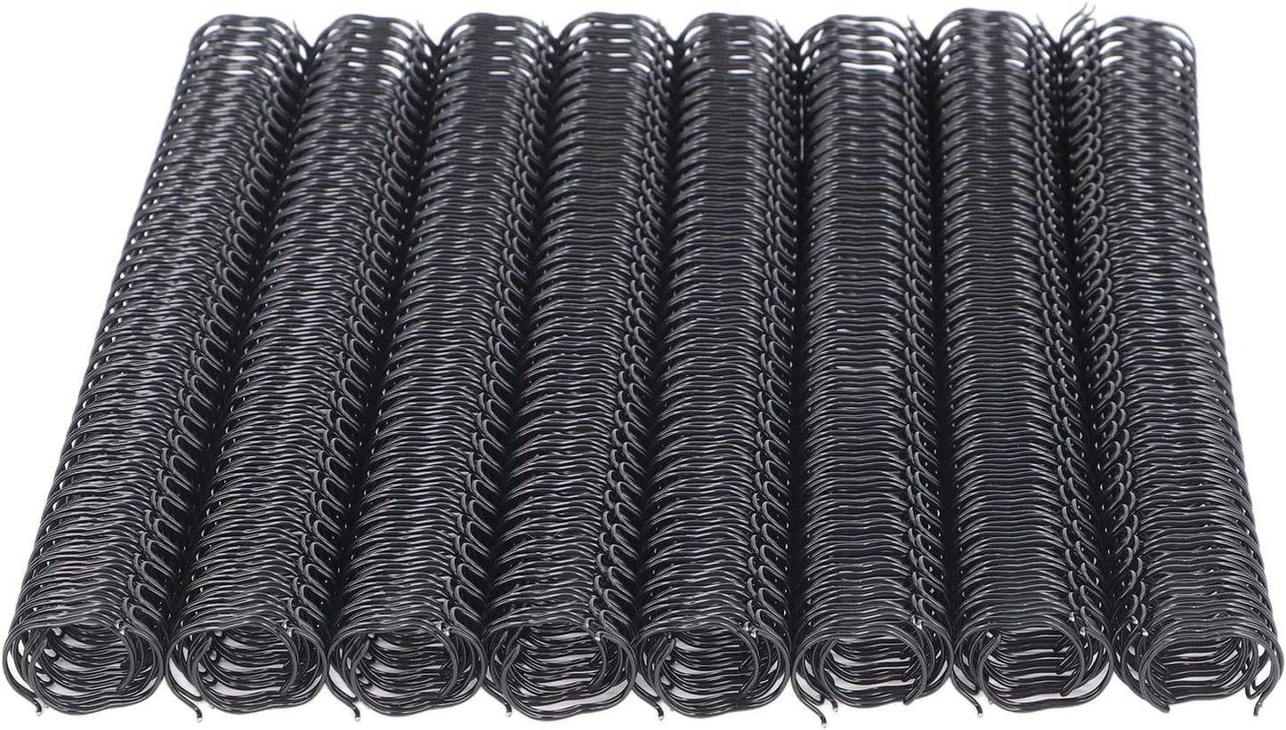 100 Pack Double Loop Wire Binding Spines, YolieraArt 1/4 Inch Spiral Binding Coils for Letter Size,Metal Bindings for Notebook Binder Machine (20 Sheet Capacity, 100P, 3:1 Pitch Twin Combs, Black)