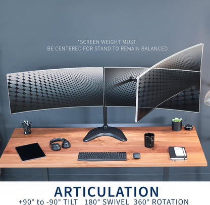 VIVO Dual Ultrawide Monitor Mount, Free-Standing Desk Stand for 2 Screens up to 38 Inches, Heavy-Duty Adjustable Arms, Max VESA 100x100mm, Black, STAND-V038F