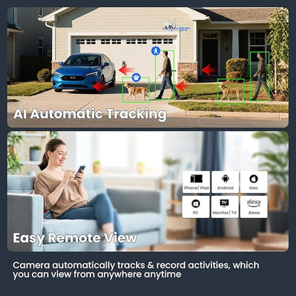 xmartO 16CH 14-Camera WiFi6 Security Camera System Wireless Outdoor/Indoor, 16CH 4K NVR with 4X 2K HD Dual Lens Cameras with Auto Tracking, 1TB HDD (Plug-in 24/7 Surveillance, Long Range WiFi)