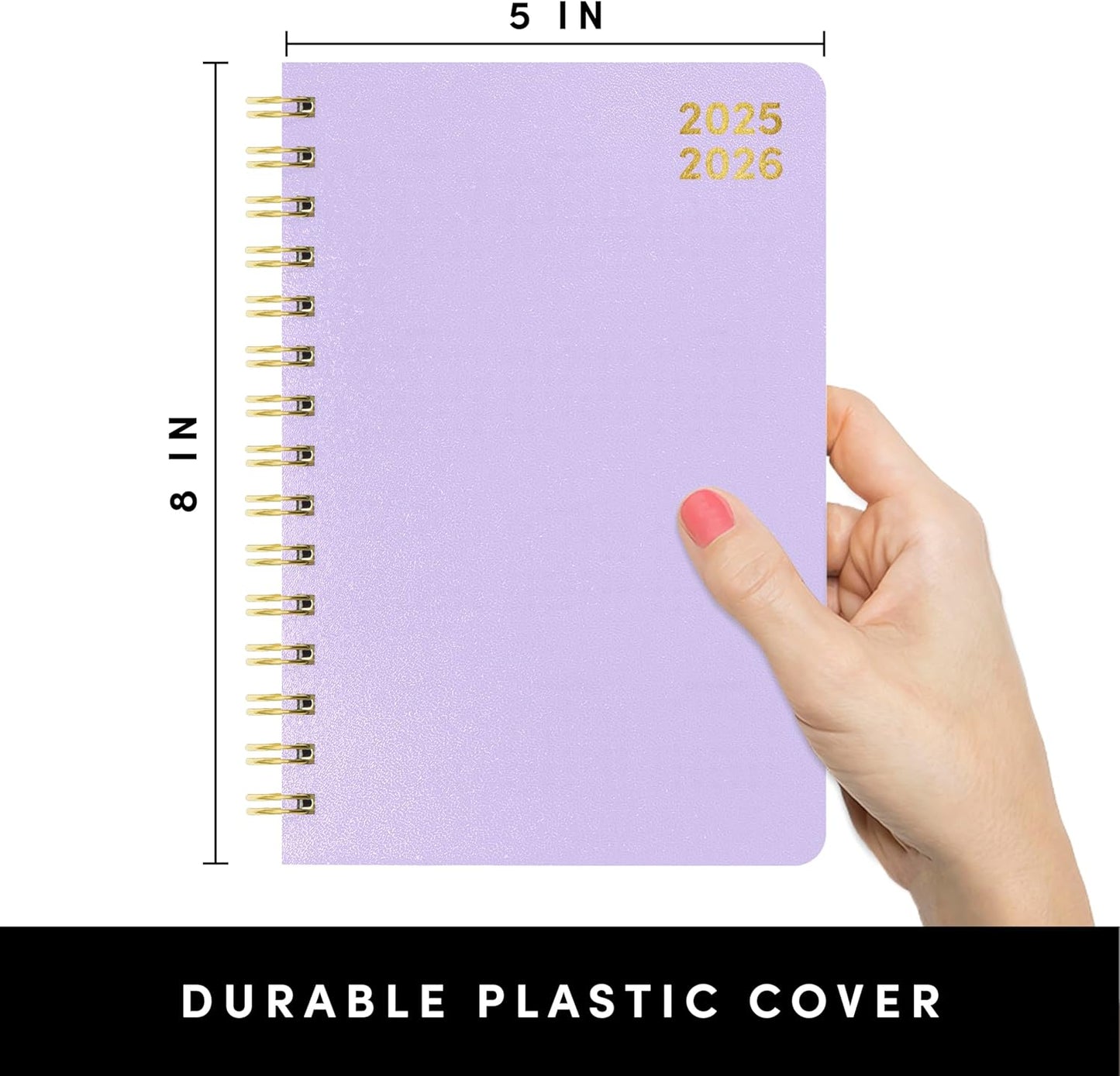 PAPERAGE 17 Month Academic Planner 2025-2026, Weekly & Monthly Spreads, August 2025 - December 2026, Small (5 in x 8 in), Lavender