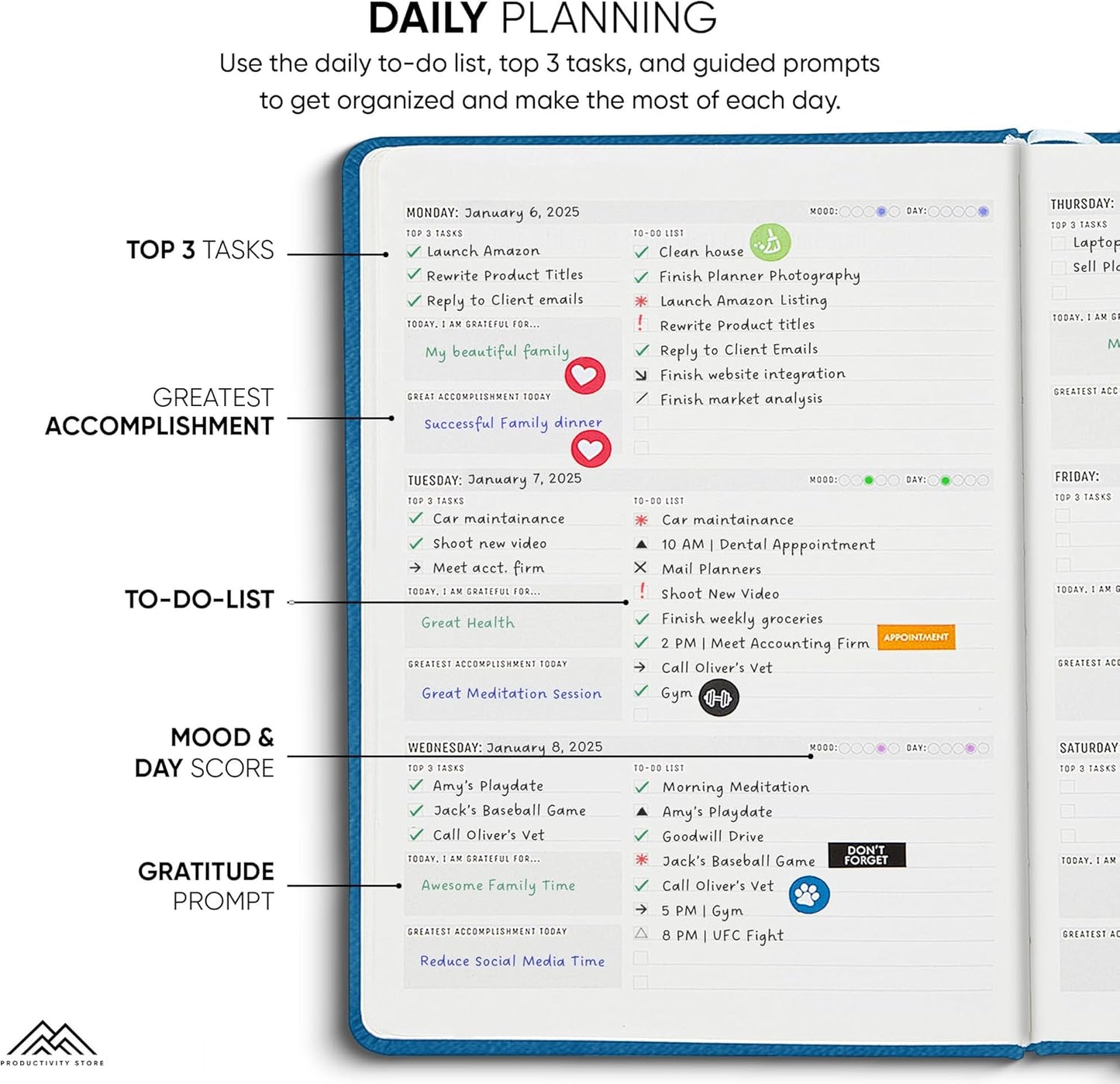 Undated, 2025 Planner, 8.5" x 11" - The #1 Productivity Planner to Achieve Your 2025 Goals - Planner 2025-2026 by PRODUCTIVITY STORE (A4, NAVY BLUE)